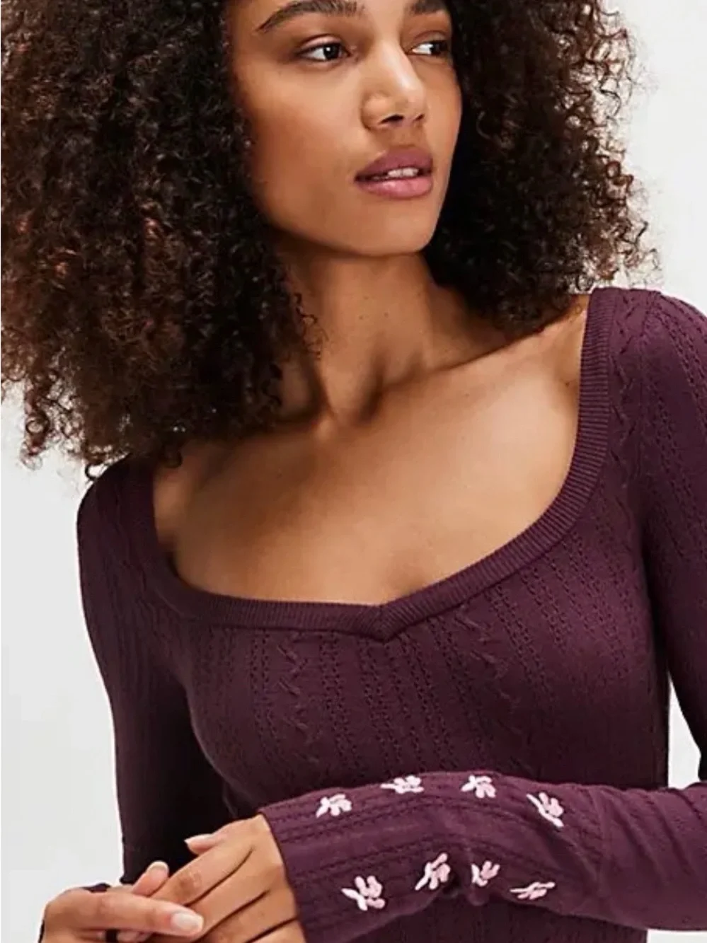 Free People Cable-Knit Scoop Neck Body Suit